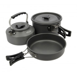КОМПЛЕКТ ЗА ГОТВЕТЕ NGT 3PC GUN METAL ALUMINIUM KETTLE, POT & PAN SET