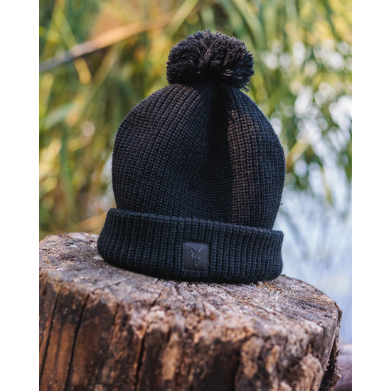 Черна зимна шапка Fox HD Bobble – Black
